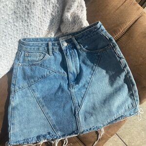 Glassons Light Blue Distressed Denim Mini Skirt